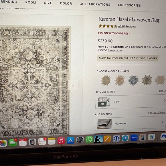 Rug Cover Only: Ruggable 5x7 Kamran Hazel Machine Washable Rug - Picture 5 of 5